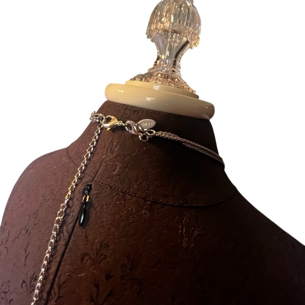 Chico’s Silver Toned Double Western Statement Chain Charm Necklace Massive - Picture 4 of 6